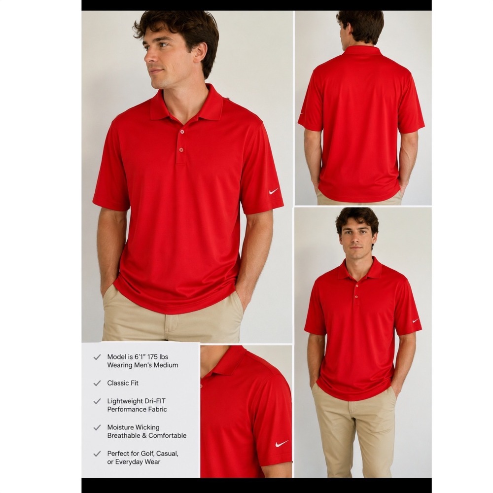 Nike Golf Mens Dri-FIT Victory Polo Shirt Red Short Sleeve Size Medium